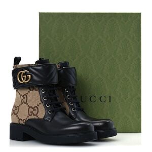 Gucci Flores Calfskin Monogram Maxi Nappa Matelasse Double G 39UK Ankle Boots 🔥
